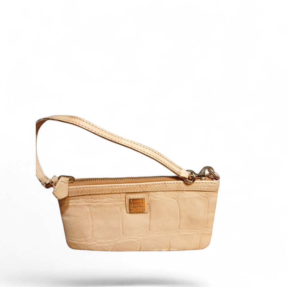 Dooney & Bourke Cream Croc-Embossed Wristlet